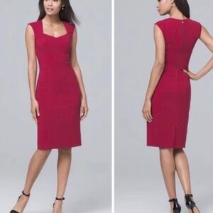 White House Black Market Princess Cut Wine Colored Sheath Dress Exposed Zip-14